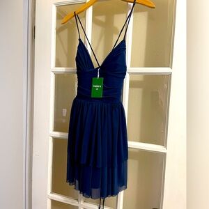 HALARA Backless Criss Cross Lace Up Mesh Layered Mini Party Dress